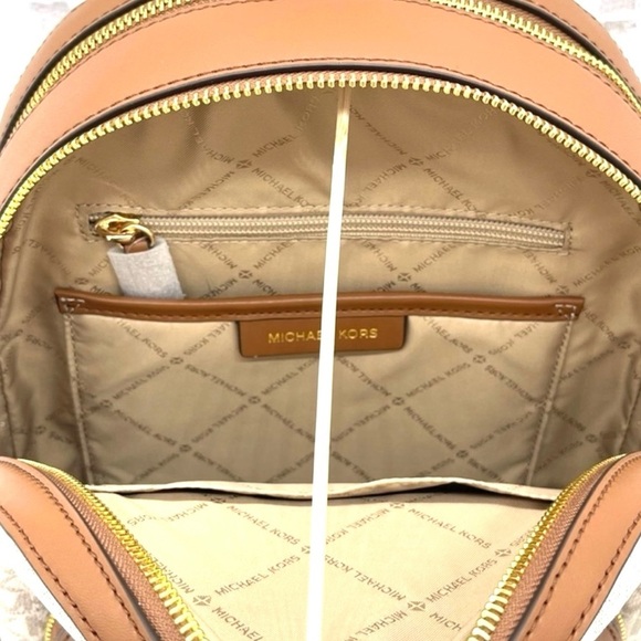 Michael Kors Jaycee Medium Zip Packet Backpack Vanilla/Brown - Picture 6 of 11